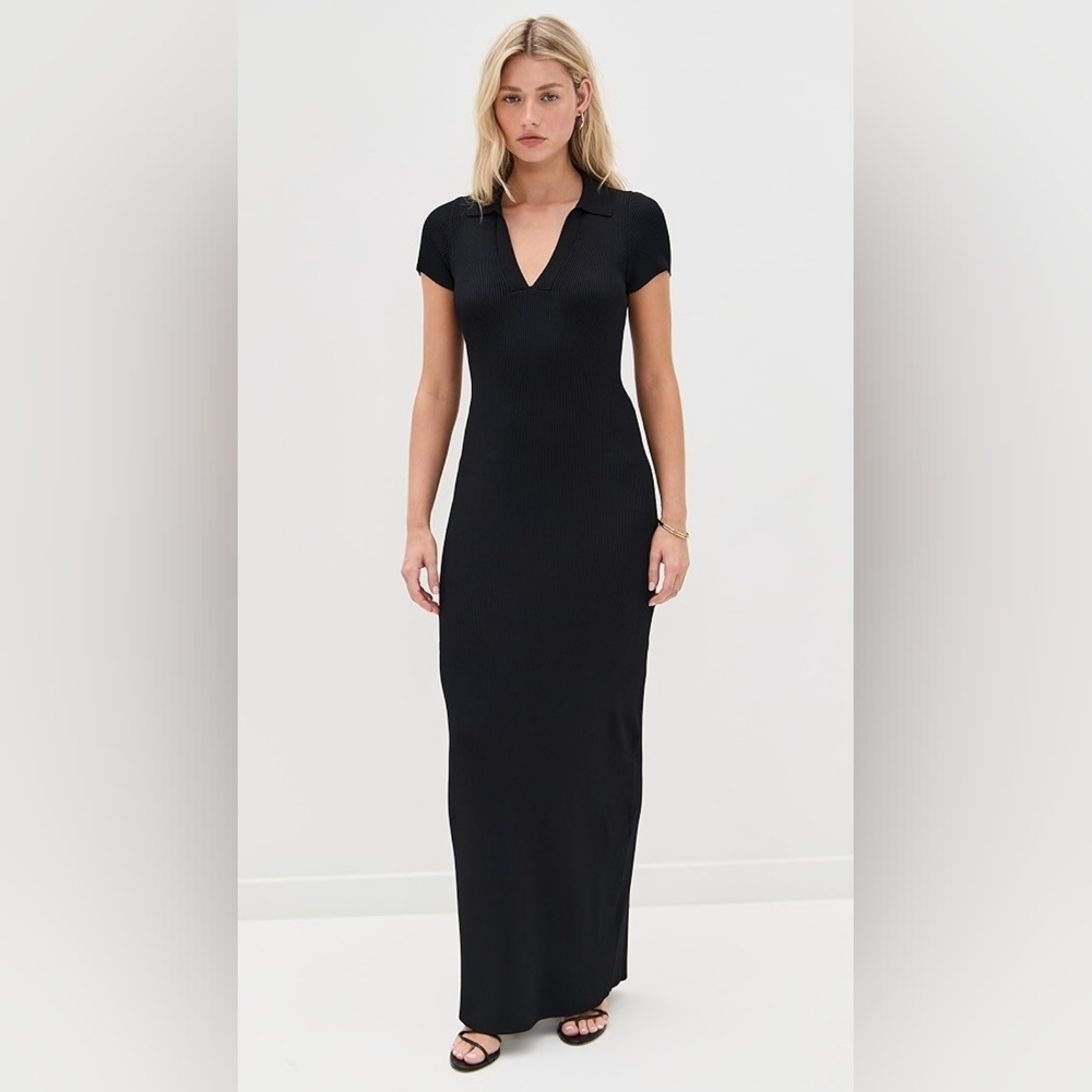 James Perse Stretch Lotus Deep V-neck Dress Size 0/XS